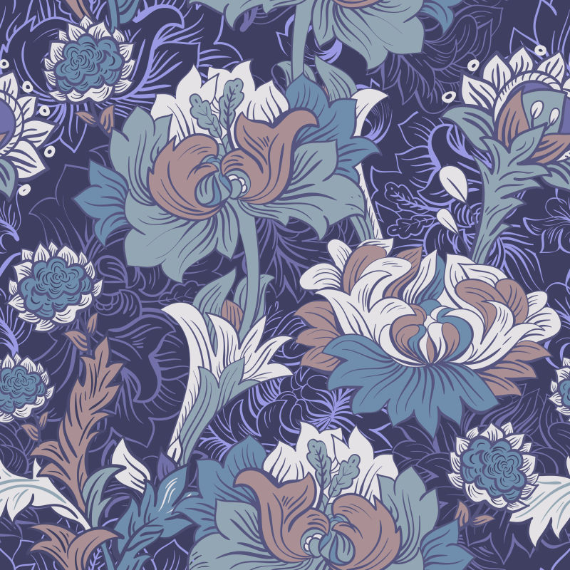 紫色背景上花朵效果矢量