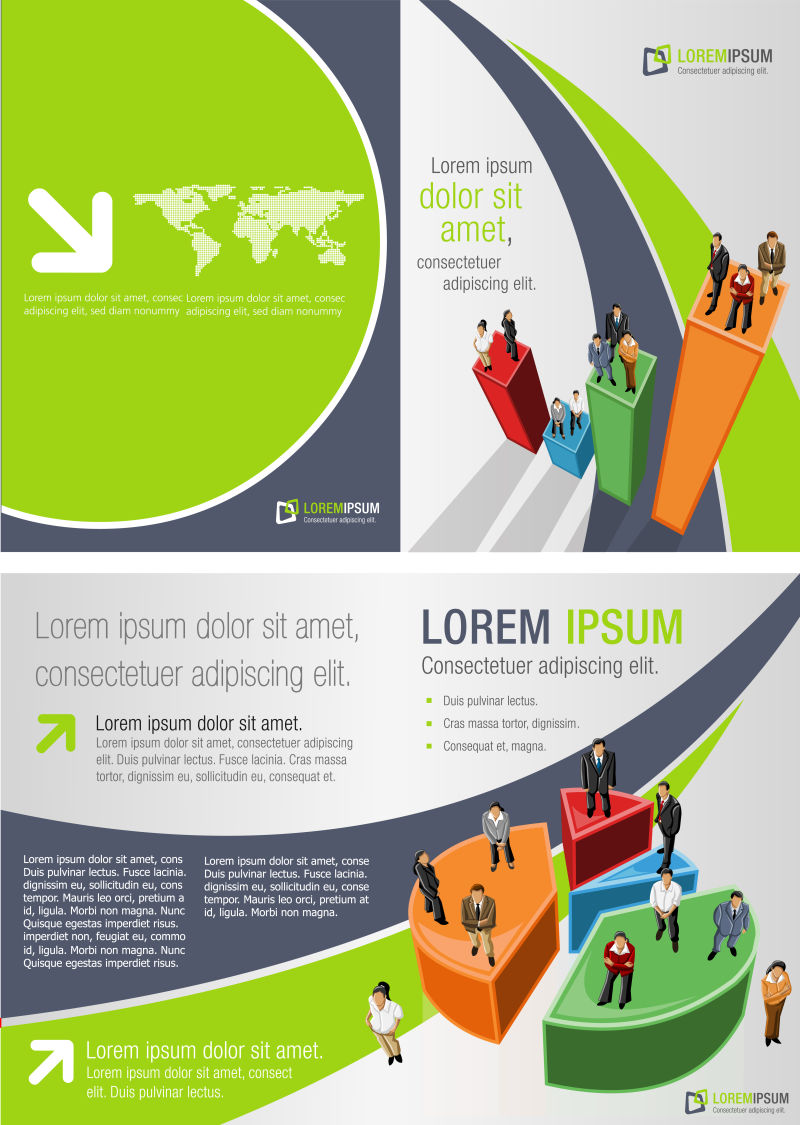 灰绿两色商业矢量广告图