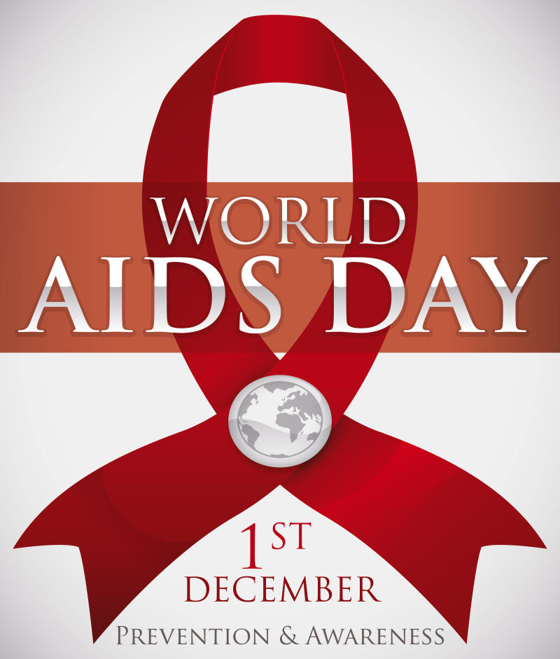 纪念世界爱滋病日的银色徽章矢量