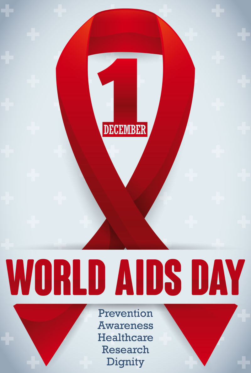 世界艾滋病日红丝带矢量