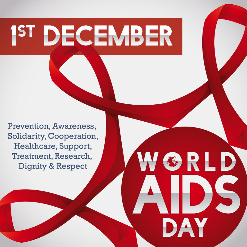 红丝带联合纪念世界艾滋病日矢量