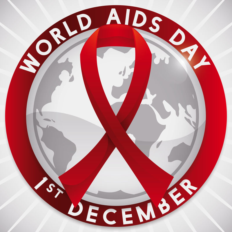 世界艾滋病日红色丝带矢量
