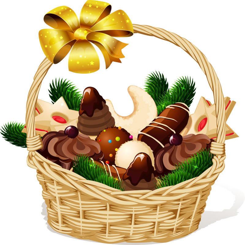 矢量篮子里的圣诞饼干