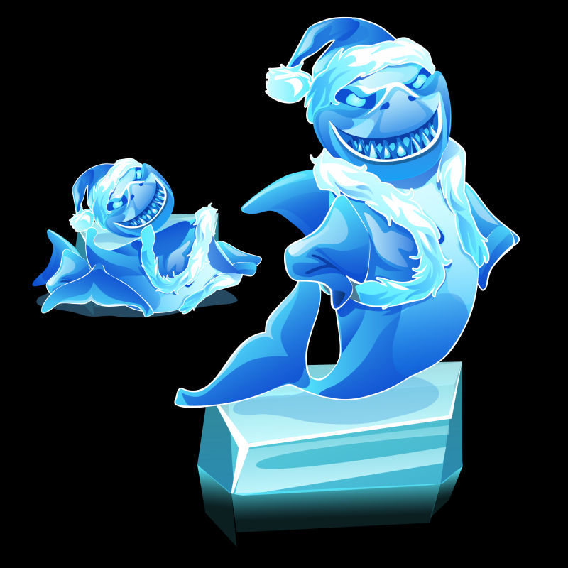 冰冻的鲨鱼矢量图