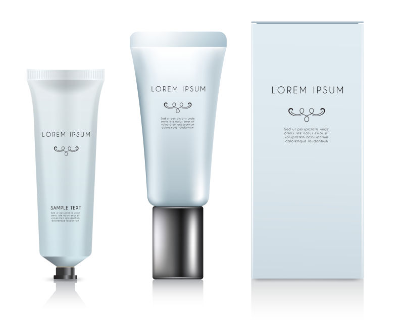 蓝色化妆品包装矢量