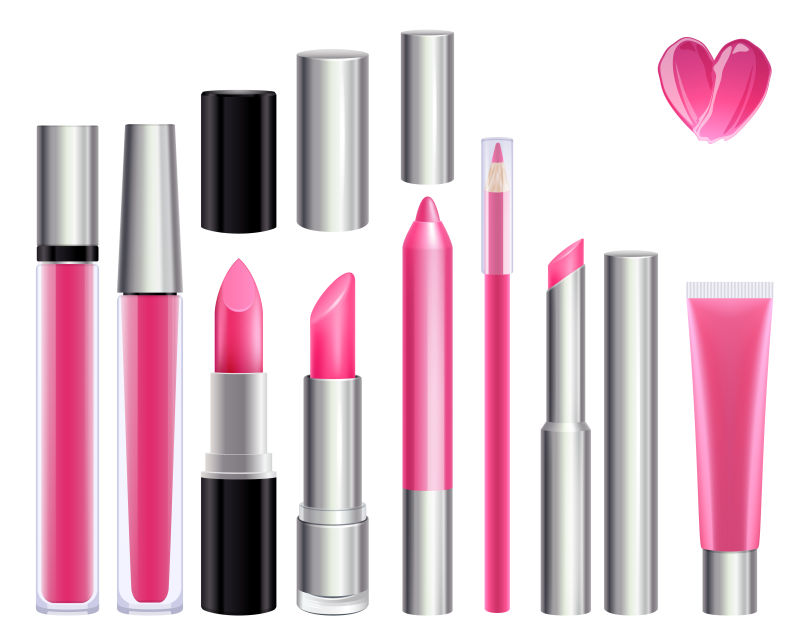 多彩女性唇膏矢量插图