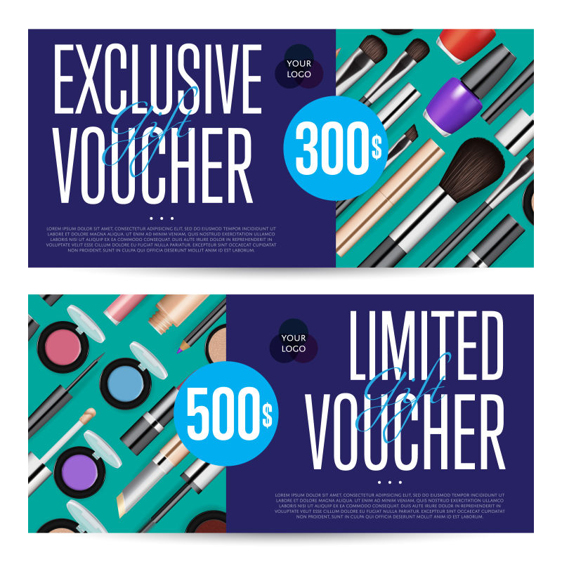 矢量时尚化妆礼品卷及预付款