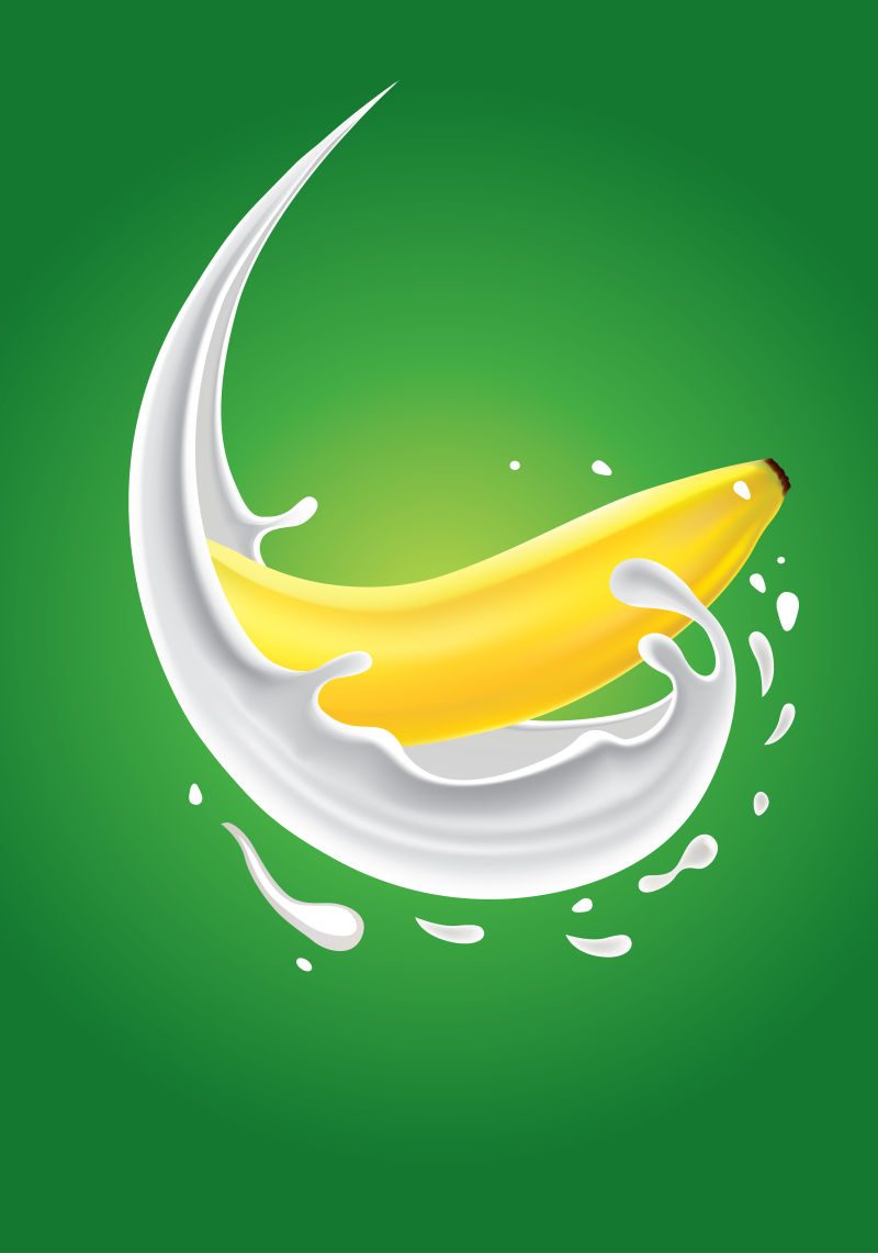 香蕉牛奶矢量图