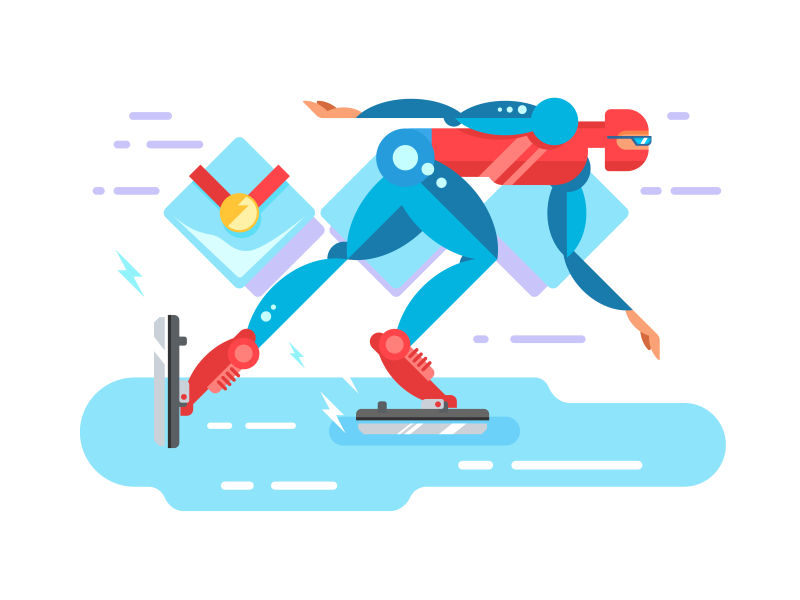 冰速滑卡通人物矢量设计