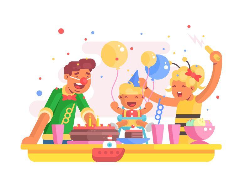 庆祝生日聚会的快乐家庭矢量设计