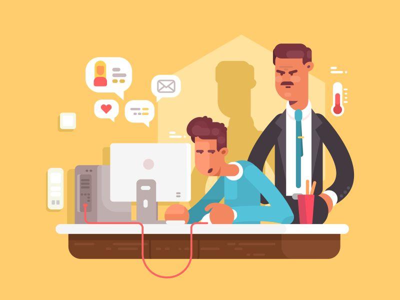 矢量设计老板和雇员