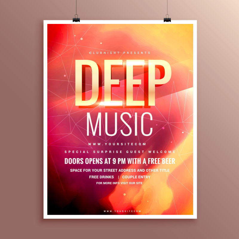 音乐传单小册子矢量海报设计