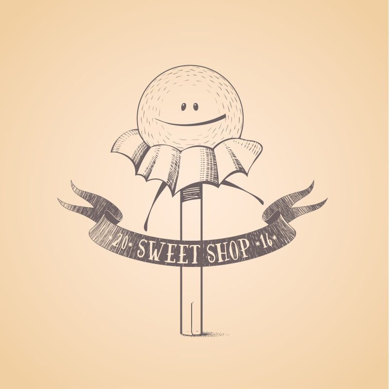 矢量淡黄色的糖果店标志