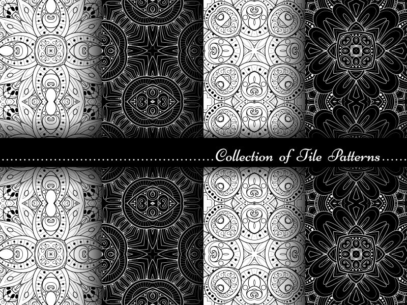 矢量抽象无缝花卉古典背景