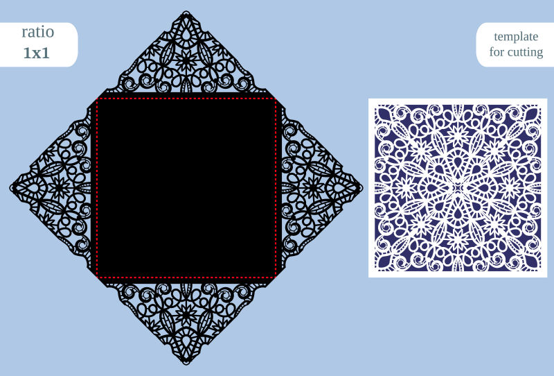 纸质正方形矢量贺卡花纹装饰