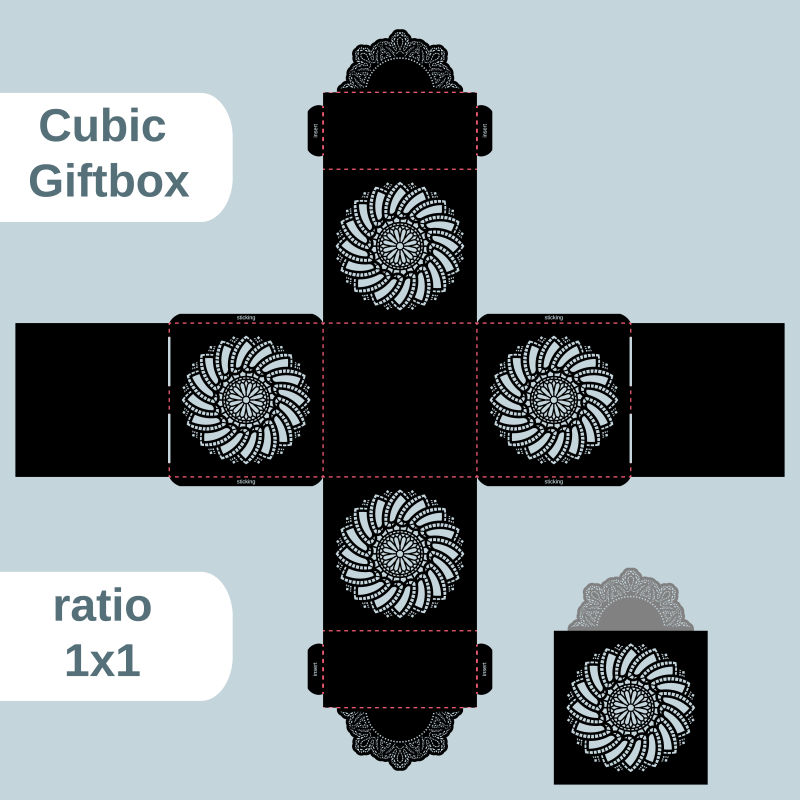 矢量礼品纸盒精美花纹装饰