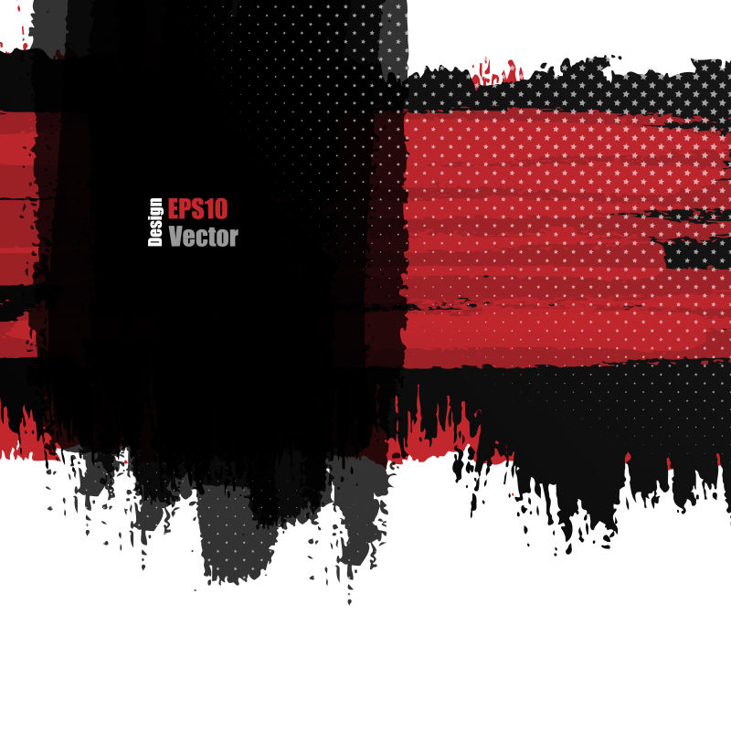 黑红色水彩抽象手绘矢量图