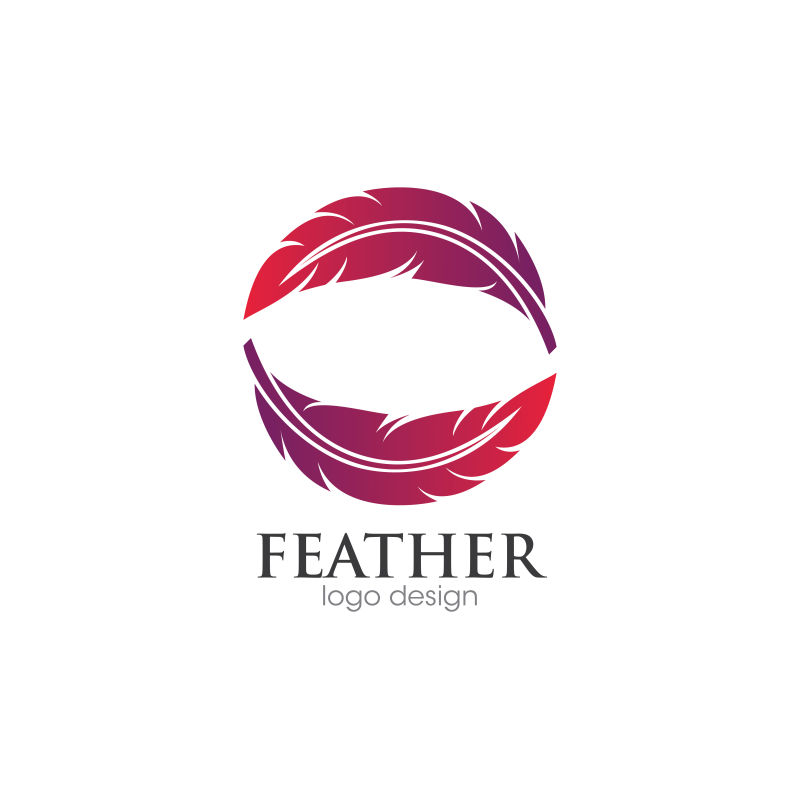 抽象矢量粉色羽毛标志设计