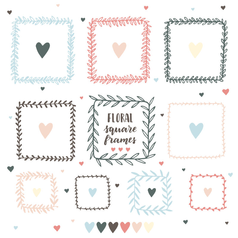 抽象矢量手绘花卉装饰边框