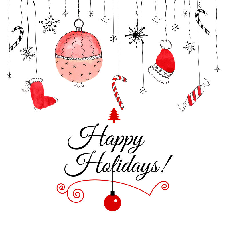 创意圣诞水彩矢量