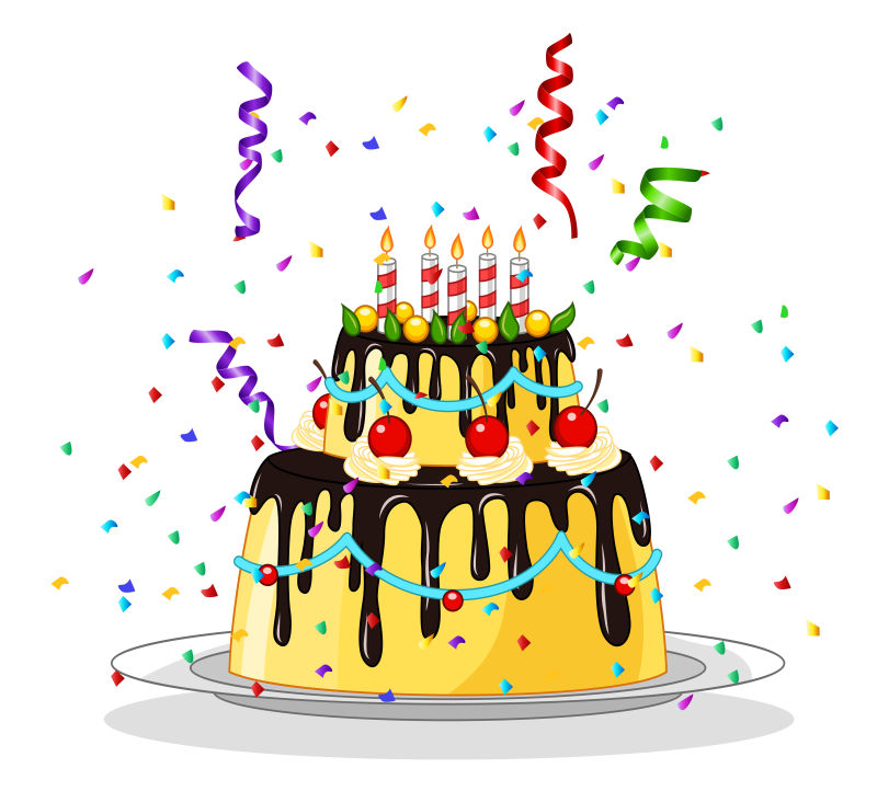 矢量的巧克力黑图形生日蛋糕