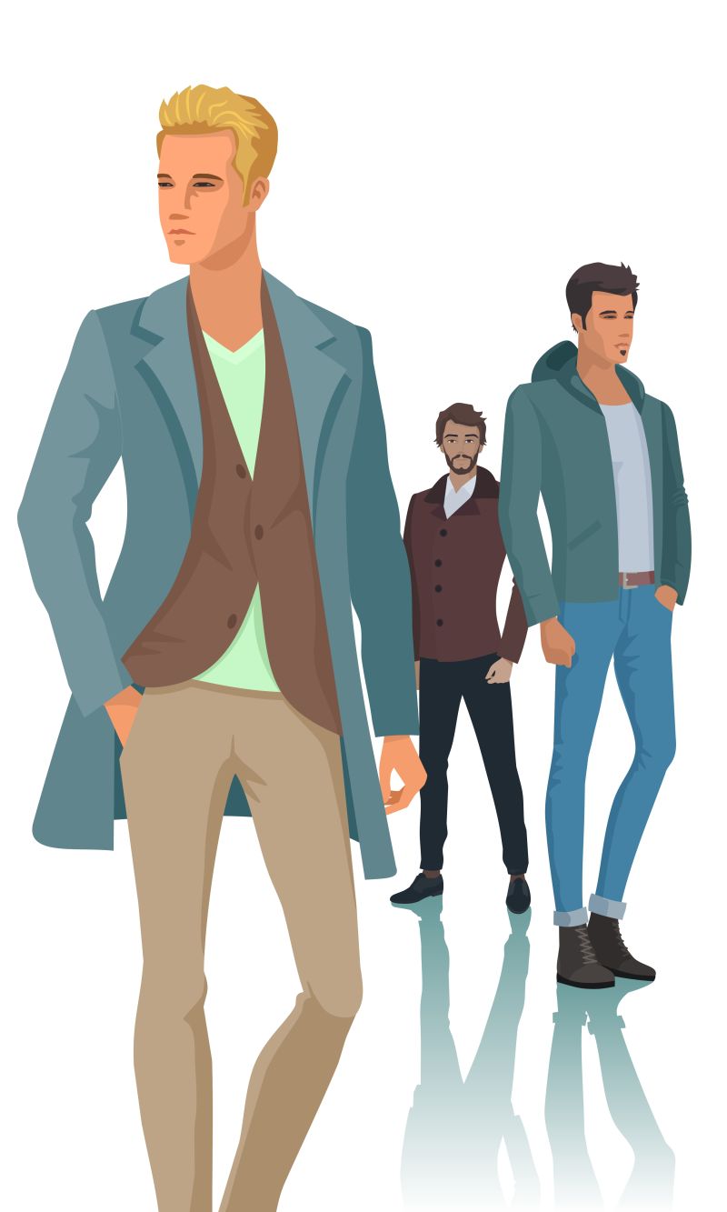 时尚男子造型矢量插图