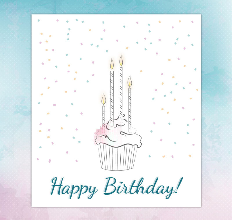 矢量生日蛋糕贺卡