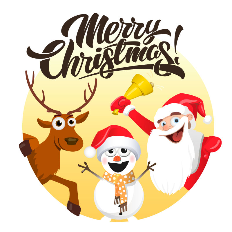 矢量圣诞节雪人和老人