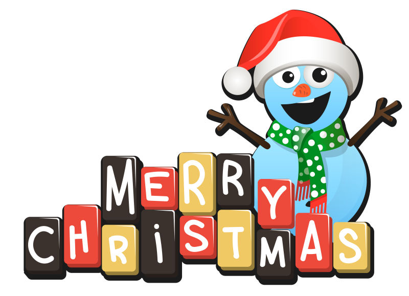 矢量圣诞雪人和圣诞字母