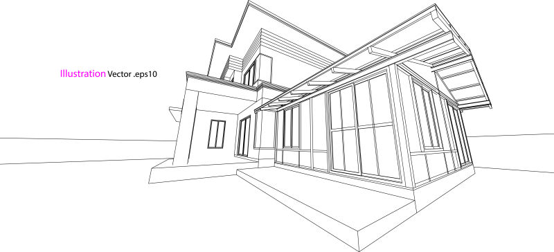 现代别墅模型矢量