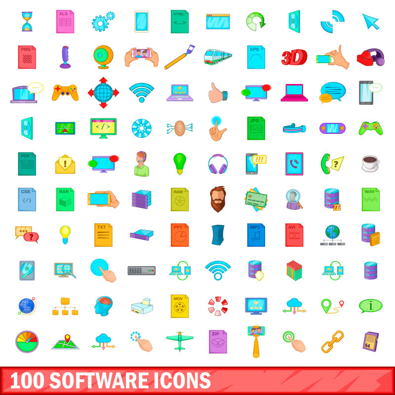 100个卡通办公矢量图标