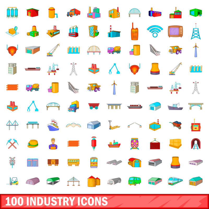 100个卡通风格矢量图标