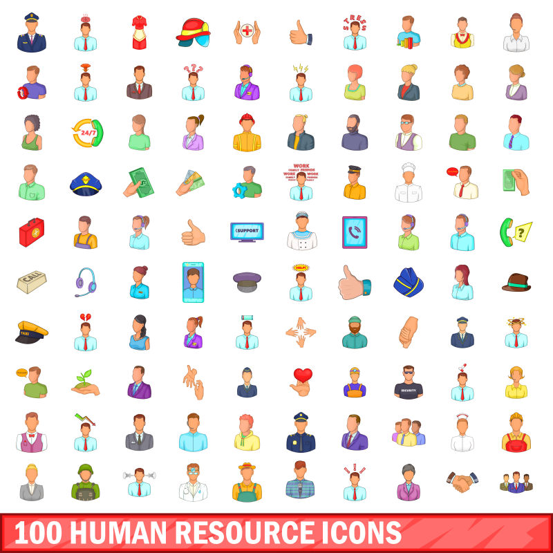 多彩人力资源卡通矢量图标