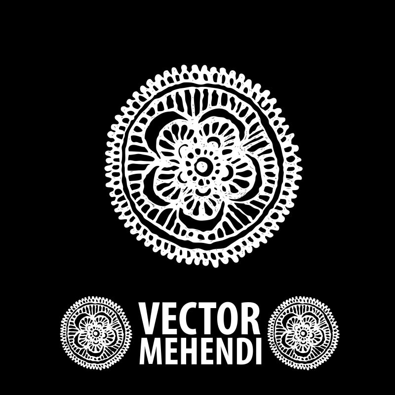 圆形的花指甲矢量图案