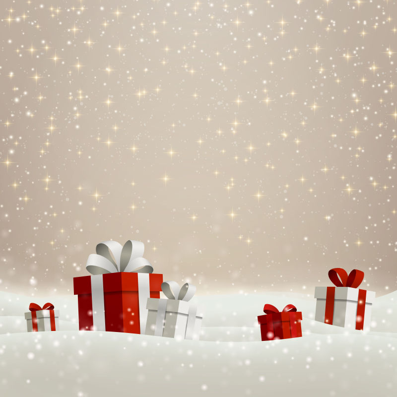 圣诞节里的简单礼品盒矢量