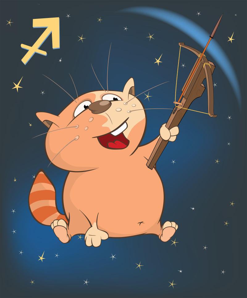 卡通十二星座射手座矢量插图