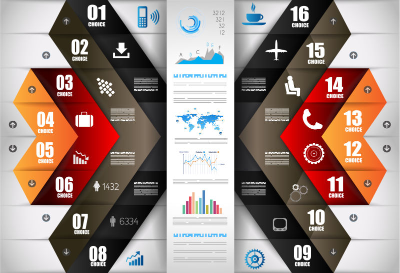 现代风格标签数据图表矢量插图