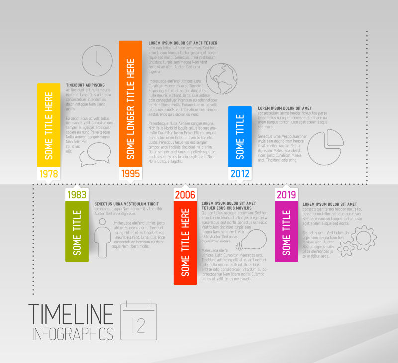 抽象矢量彩色现代标签元素信息图表设计