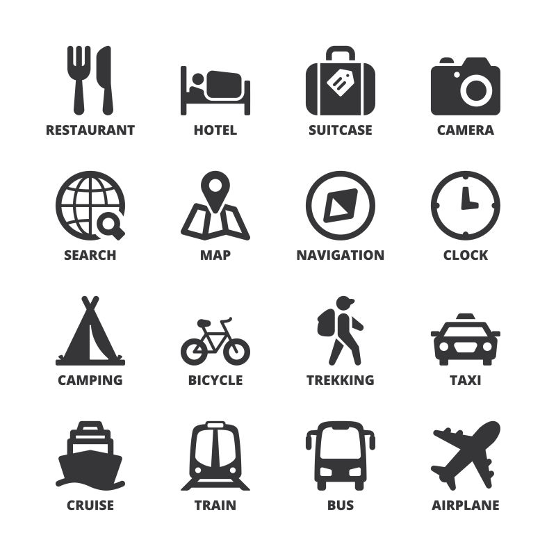 关于旅行的矢量图标