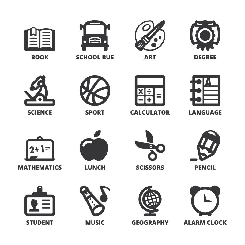学校平面矢量图标