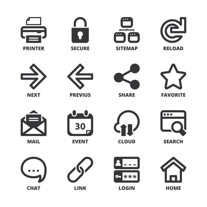 网页平面矢量线型图标