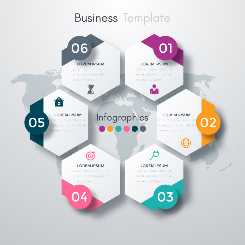 矢量插图信息图形六选项