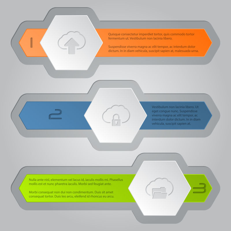 基于六边形元素和云图标的矢量信息图形背景设计