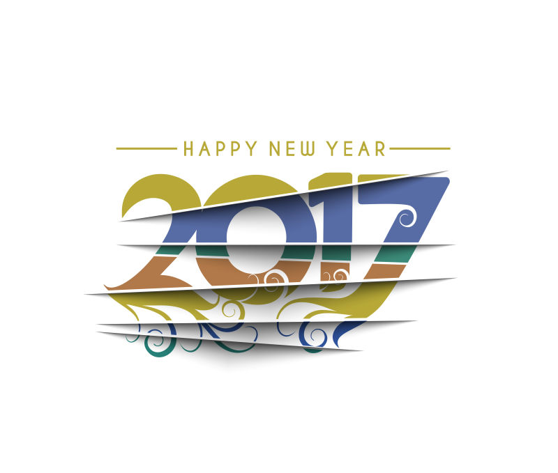 矢量蓝色2017新年贺卡设计