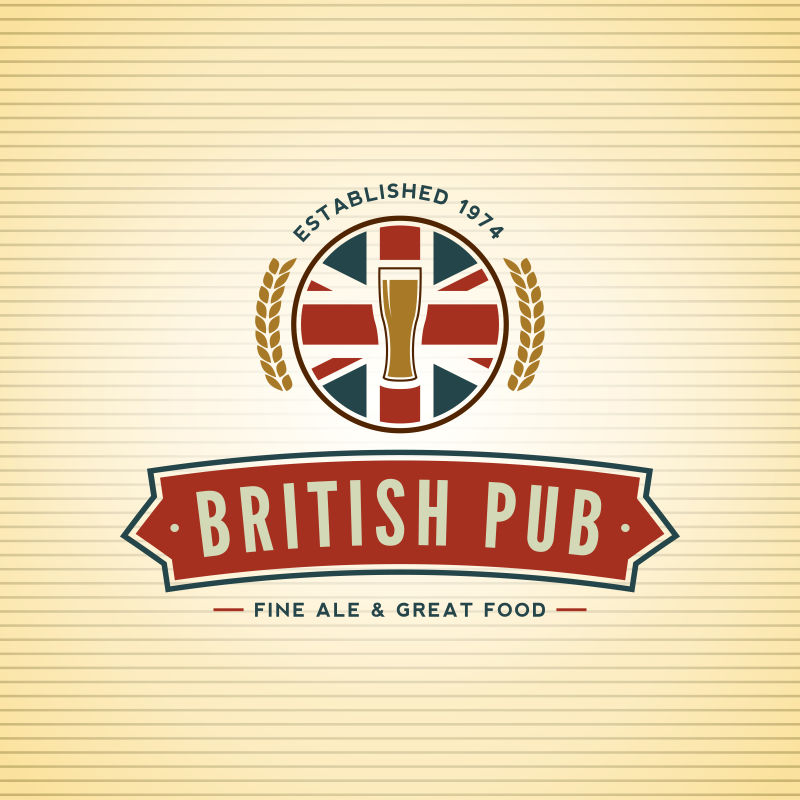 带有几何元素的英国酒吧标签