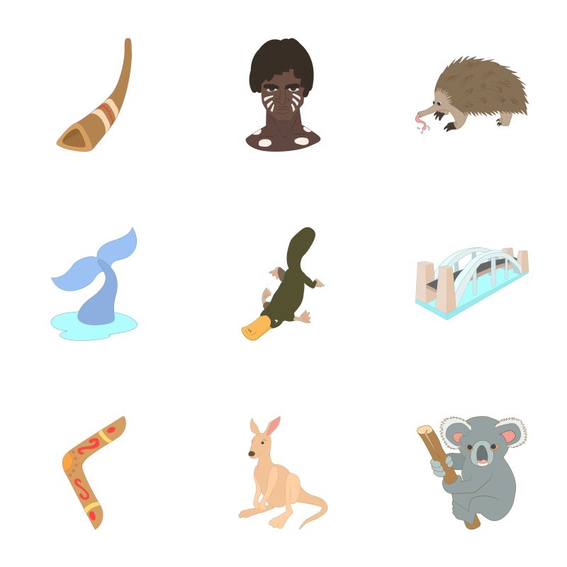 创意矢量彩色澳大利亚相关图标