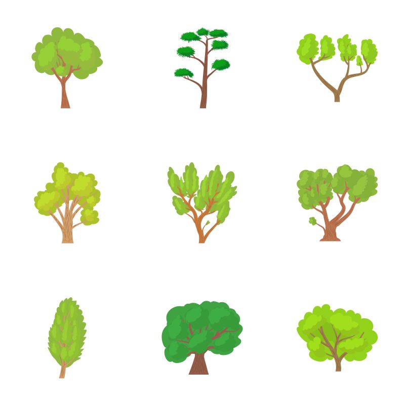 创意矢量卡通树木图标设计