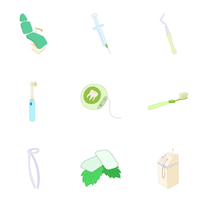 创意矢量牙科相关的卡通图标设计