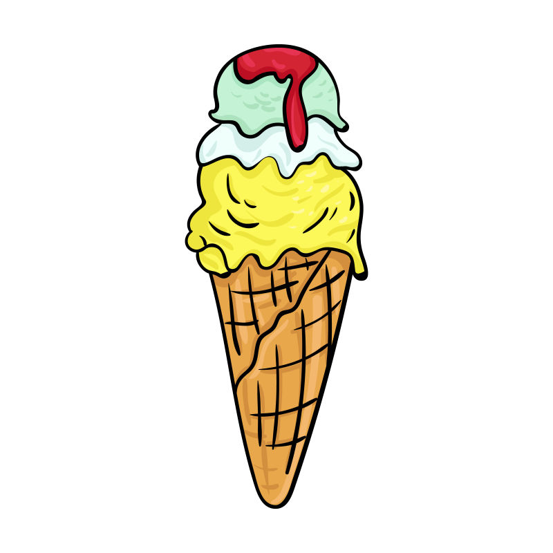 白色背景前的漫画卡通冰淇淋