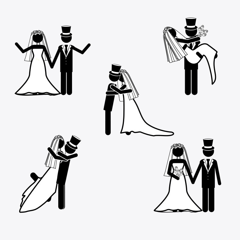 结婚矢量的小人